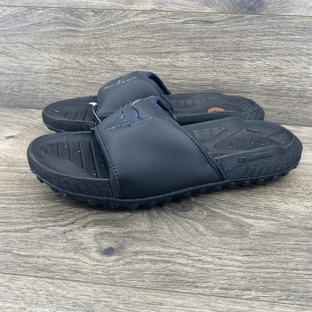Under Armour Project Rock 3 SL Slides Mens 8 Black Brahma Bull Sandals 3026034